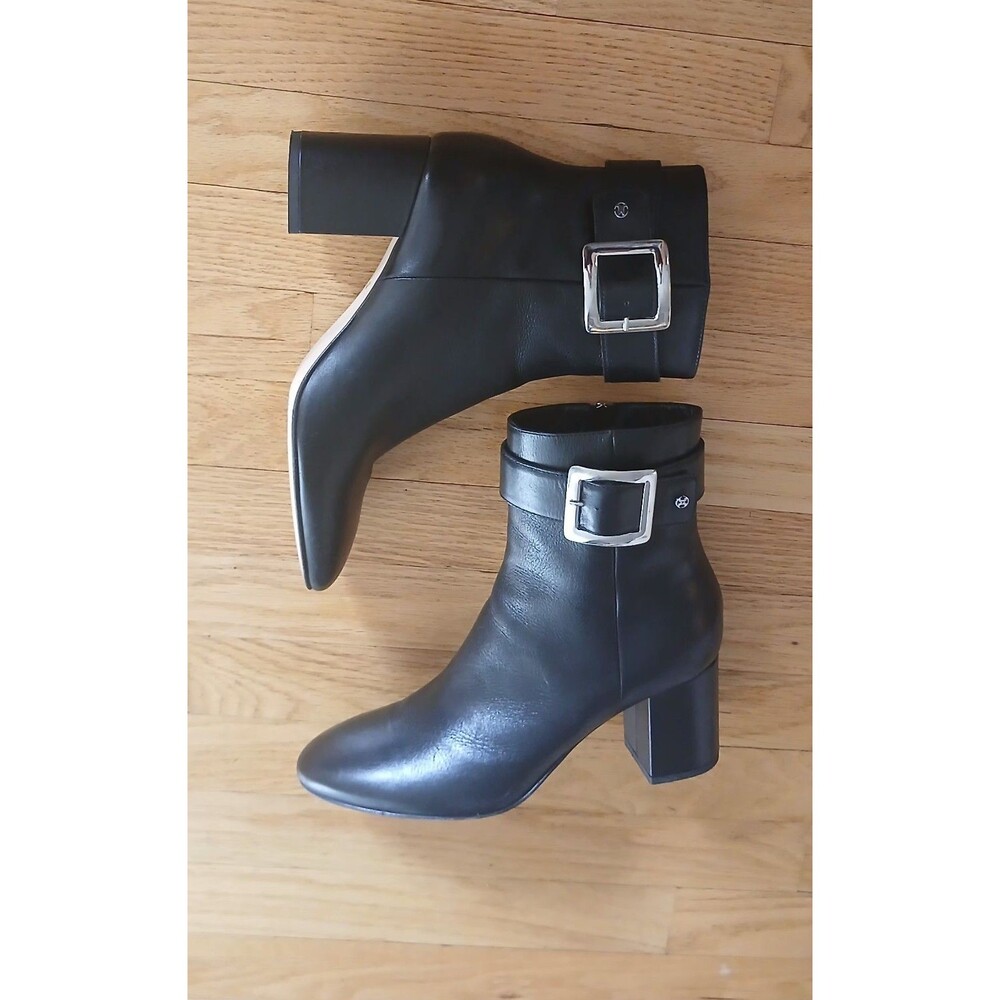 Capazzani Black Leather Ankle Boots High Heels US 10 Vero Cuoio Florence Italy